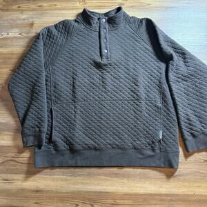 Eddie Bauer Jacket Mens XL Brown Quilted Quarter Snap Pullover Comfort